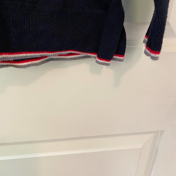 Banana Republic Extra Fine Merino Wool Navy Blue Split Sides Sweater Size XS - Picture 2 of 4
